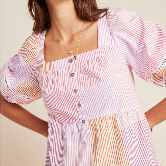 Anthropologie Pink & Orange Pastel Patterned Tunic - Picture 2 of 11